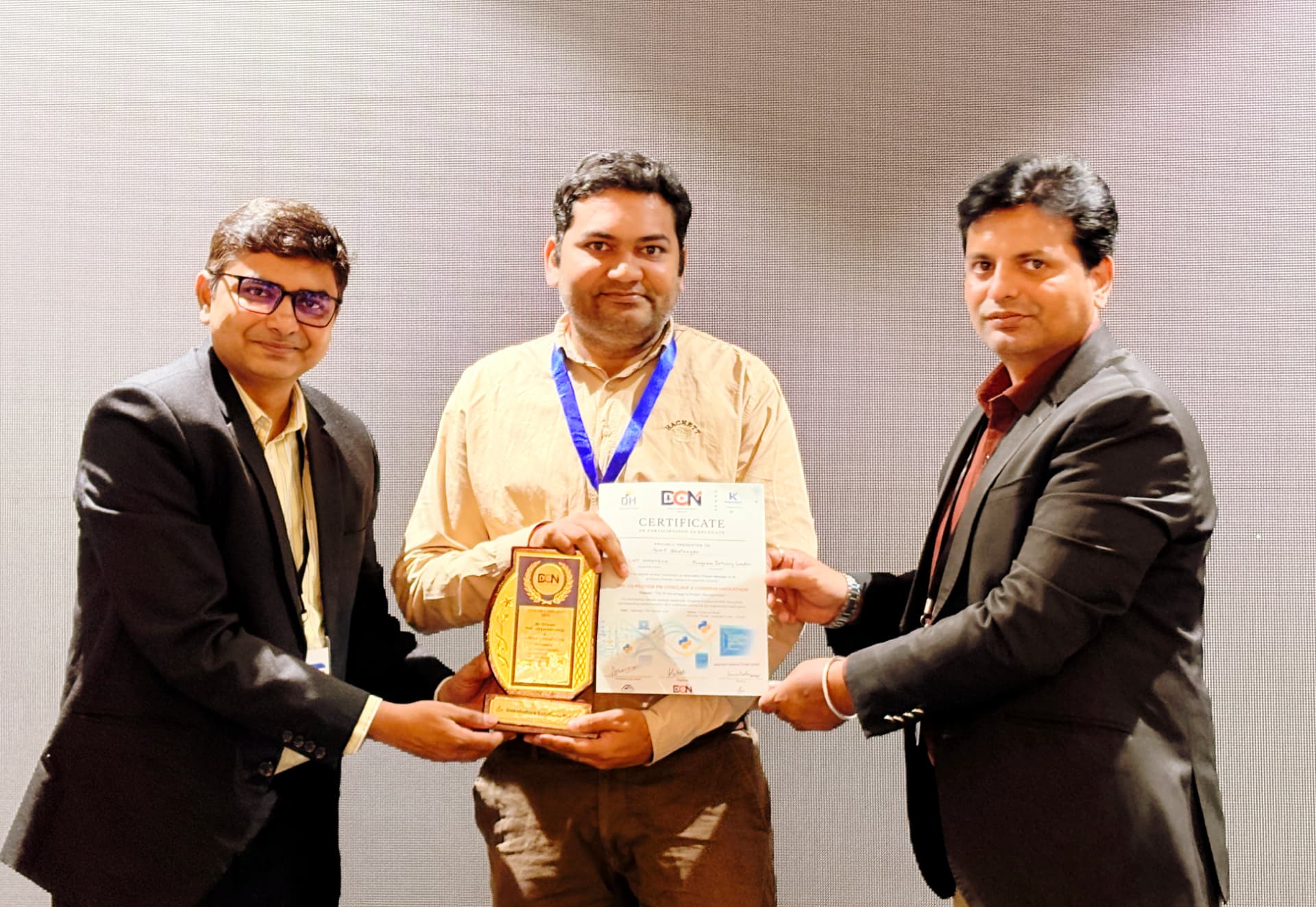 Speaker honoured with a DCN memento and certificate