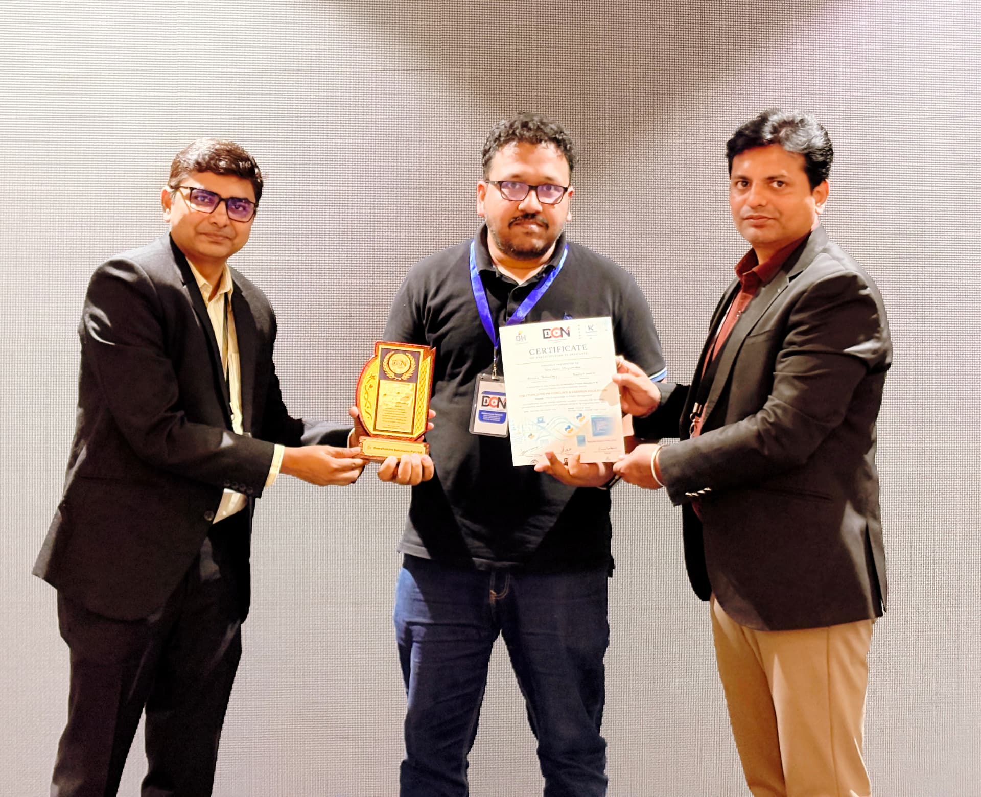 Jury member felicitated with a DCN memento and certificate