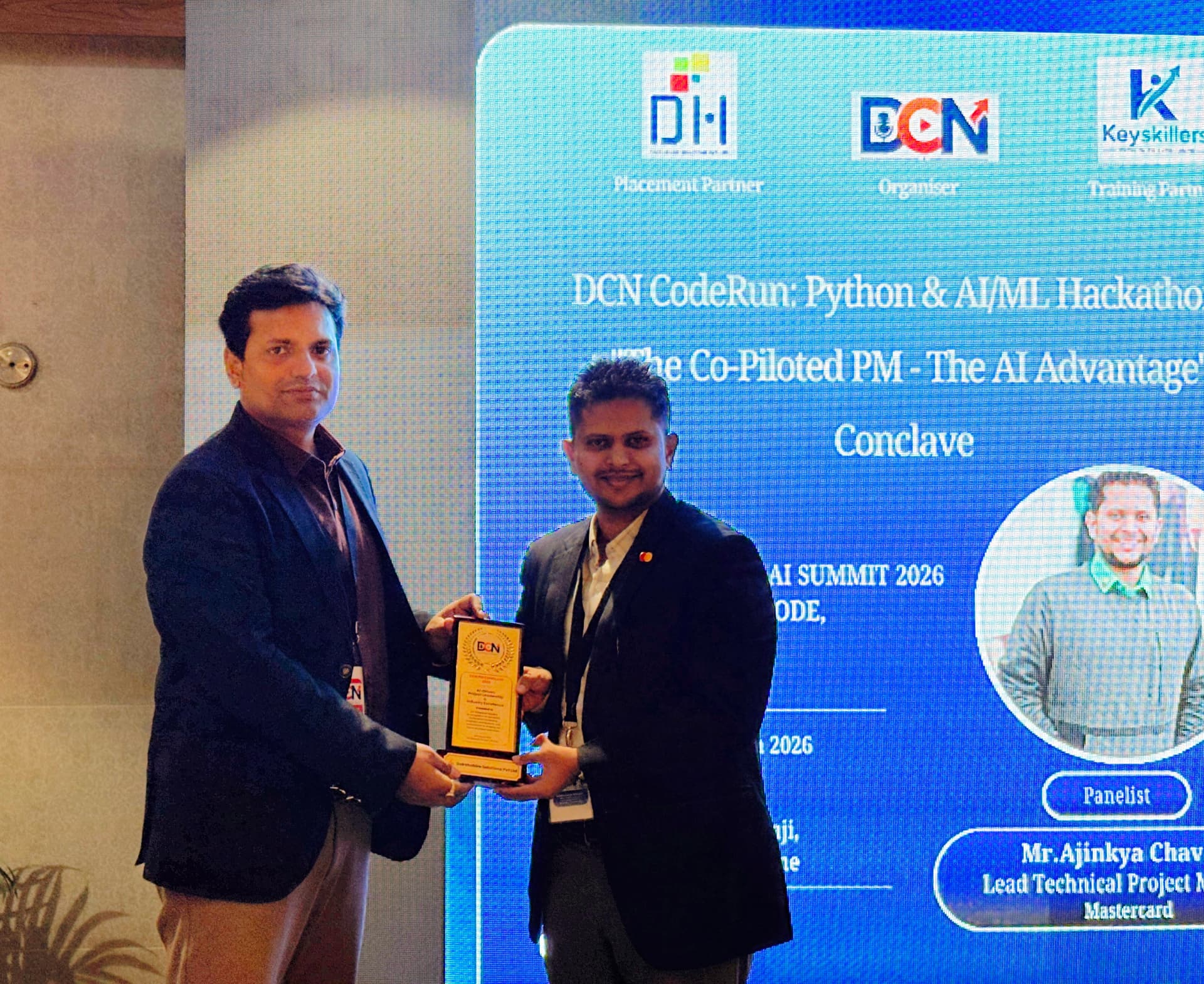 DCN memento presented to the Lead Technical Project Manager from Mastercard